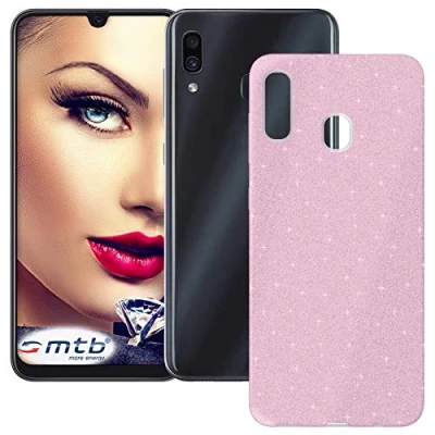 Abbildung von mtb more energy® TPU Hülle Shine für Samsung Galaxy A20 (SM A205) A30 A305) Rosa Glitzer Effekt flexibel Schutzhülle Case Cover Tasche