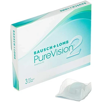 Abbildung von Bausch + Lomb PureVision 2 Monatslinsen, sehr dünne sphärische Kontaktlinsen, weich, 3 Stück / BC 8.6 mm DIA 14 0.50 Dioptrien