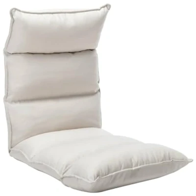 Abbildung von vidaXL Bodenstuhl Faltbar Schlafsessel Sessel Sofastuhl Lounge Bodensessel Liege Bodenkissen Sitzkissen mit Rückenlehne Creme Stoff