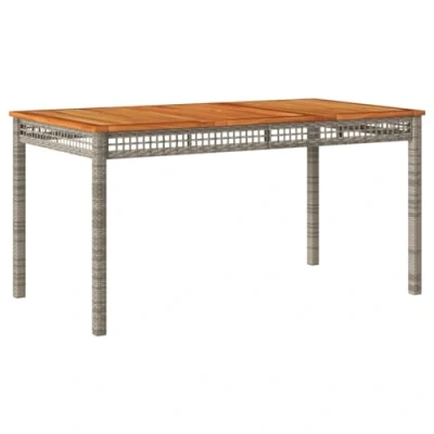 Abbildung von vidaXL Gartentisch, Esstisch für Garten Terrasse, Terrassentisch mit Holzplatte Stahlrahmen, Gartenmöbel Tisch, Grau Poly Rattan Akazienholz