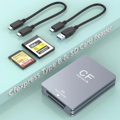 Abbildung von CFexpress Typ B Kartenleser SD USB 3.2 Gen 2 10 Gbit/s Thunderbolt 3 Port Leser Tragbarer Aluminium Speicherkartenadapter Unterstützt Android/Windows/Mac OS/Linux