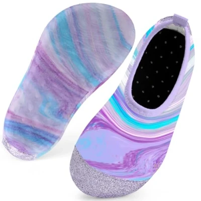 Abbildung von Kinder Badeschuhe Schwimmschuhe Wasserschuhe Mädchen Baby Strandschuhe Aquaschuhe Schnell Trocknend für Beach Pool(Liuli Violett28/29)