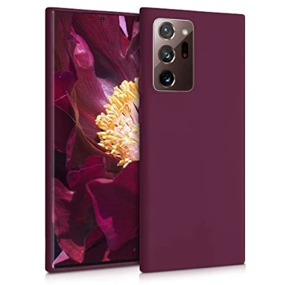 Abbildung von kwmobile Hülle kompatibel mit Samsung Galaxy Note 20 Ultra weiches TPU Silikon Case Cover geeignet für kabelloses Laden Bordeaux Violett