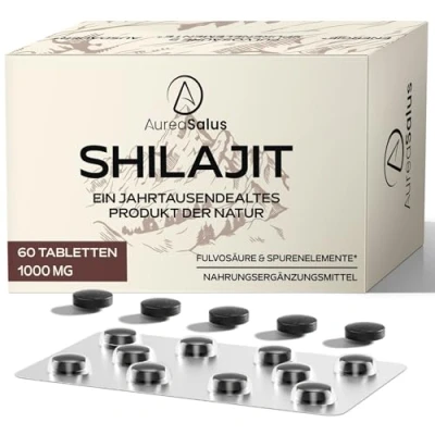 Abbildung von Shilajit Tabletten 30.000 mg Hochdosiert Reines Himalaya aus 18.000 Fuß Höhe, Reich an Fulvinsäure und 85+ Mineralien, Praktischer als Harzform, 1.000 pro Portion (60 Stück (1er Pack))