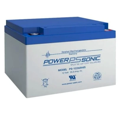 Abbildung von Bleiakku Akku Powersonic PS 12260 PS12260 mit VDs Zulassung 12V 26,0Ah Rechargeable Sealed Lead Acid (SLA) Battery AGM/Blei Vlies