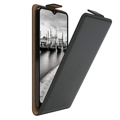 Abbildung von EAZY Case Hülle kompatibel mit Samsung Galaxy A20s Flip Cover zum Aufklappen, Handyhülle aufklappbar, Schutzhülle, Flipcover, Flipcase, Flipstyle vertikal klappbar, aus Kunstleder, Schwarz