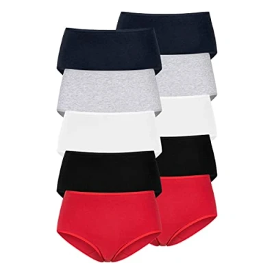 Abbildung von Lascana 10 PACK Slip, Damen, Größe: 32/34, Rot / schwarz weiß gray meliert /navy