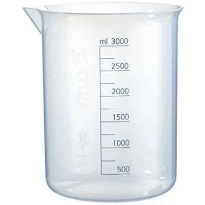 Abbildung von Vitlab Polypropylen Griffinbecher, Hohe Form, Graduiert, Transparent, 3000mL Kapazität, Höhe 212mm