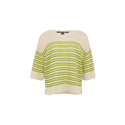 Abbildung von comma Gestreiftes IM Relaxed FIT Strickpullover, Damen, Größe: Large, Kiwigrün
