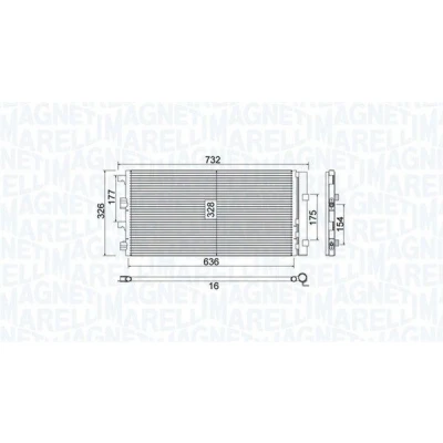 Abbildung von MAGNETI MARELLI 350203797000 Klimakondensator mit Trockner 636x328x16 328 636 16 DACIA: Duster SUV, Logan I MCV