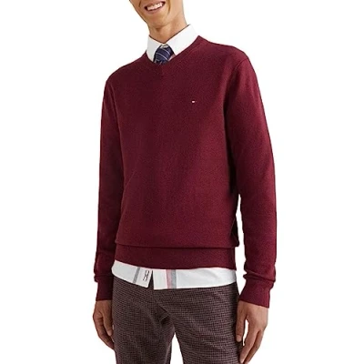 Abbildung von Tommy Hilfiger V NECK Strickpullover, Herren, Größe: Small, Deep rouge