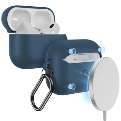 Abbildung von ESR für AirPods Pro 2 Hülle (2023/2022/2019) mit HaloLock, kompatibel 2./1. Generation (USB C/Lightning Kabel), unterstützt magnetisches Laden, Sichtbare Statusleuchte, Blau