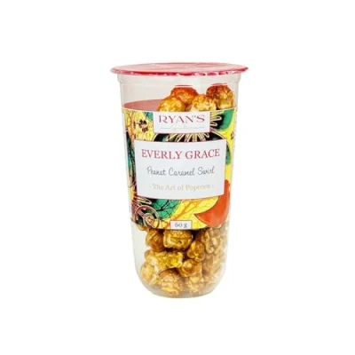 Abbildung von Everly Grace Popcorn Peanut Caramel Swirl, 60 g Popcornbecher Karamellpopcorn mit Erdnussbutter, Made in Germany