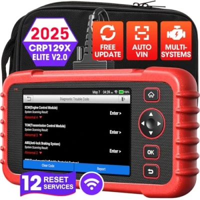 Abbildung von LAUNCH CRP129X V2.0 obd2 Diagnosegerät mit 4 Systemdiagnosen (Motor SRS at/MT und ABS) zurücksetzen für öl SAS EPB TPMS BMS DPF ABS AFS ETS ADBLUE AIRFUEL Bremse, 12 Reset Funktionen, AutoVIN