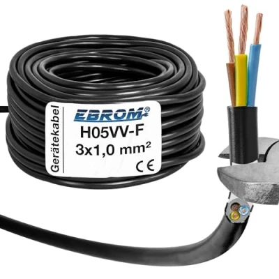 Abbildung von Schlauchleitung Gerätekabel H05VV F 3G1 mm² 3x1,0 schwarz 10/25 / 50 oder 100 Meter wählbar Ihre Auswahl: 3x1 mm2 Länge: 25