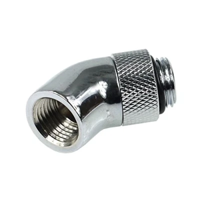 Abbildung von Alphacool 17050 HF Winkeladapter 45 drehbar G1/4 AG auf IG Chrome Wasserkühlung Anschlüsse