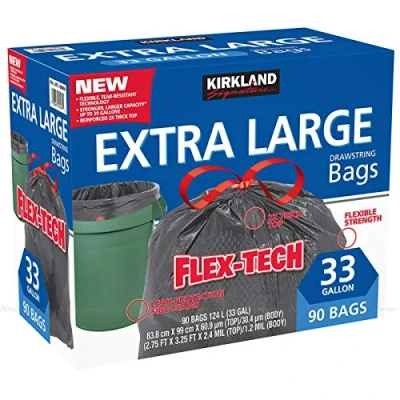 Abbildung von Kirkland Signature Müllbeutel mit Kordelzug, 124 l, 90 Stück