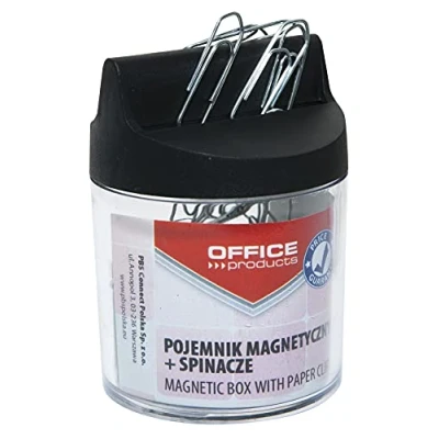 Abbildung von OFFICE PRODUCTS 18184421 99 Klammernspender Magnetischer Briefklammerspender rund mit Briefklammern, transparent