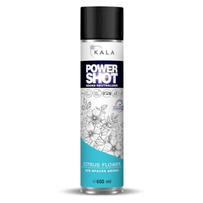 Abbildung von KALA Geruchsneutralisierer für Räume POWER SHOT, Geruchsentferner Große Flächen ca. 200 m3, Lufterfrischer mit Aktiver Neutralisator alle Duft Citrus Flower, 600 ml