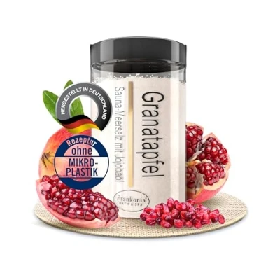 Abbildung von Frankonia BATH &amp; SPA Sauna Salz Peeling Granatapfel 400g Meersalz m. Jojobaöl Vitamin E Body Scrub Dusch und Körperpeeling für alle Hauttypen vegan ohne Parabene
