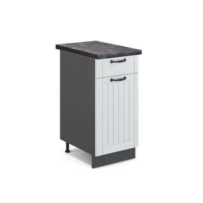Abbildung von Vicco Küchenunterschrank Fame Line, Weiß Landhaus/Anthrazit, 40 cm, AP Anthrazit