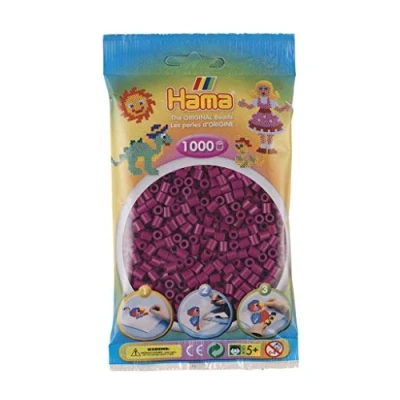 Abbildung von Hama Perlen 207 82 Bügelperlen Beutel mit ca. 1.000 Midi Bastelperlen Durchmesser 5 mm in Pflaume, kreativer Bastelspaß für Groß und Klein