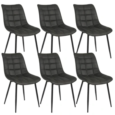 Abbildung von WOLTU 6 x Esszimmerstühle 6er Set Esszimmerstuhl Küchenstuhl Polsterstuhl Design Stuhl mit Rückenlehne, Sitzfläche aus Stoffbezug, Gestell Metall, Anthrazit, BH247an