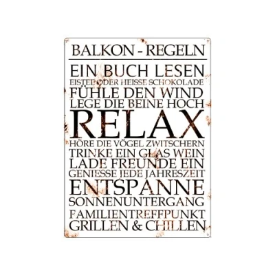 Abbildung von Interluxe WANDSCHILD Shabby Vintage BLECHSCHILD Balkon Regeln Metallschild Dekoschild