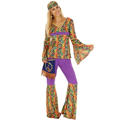 Abbildung von dressforfun Hippie Kostüm Frauenkostüm Hippie, Oberteil und Hose aus Elastik Jersey