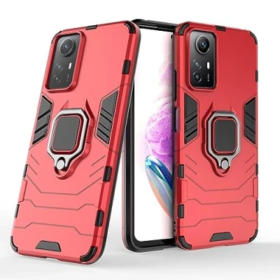 Abbildung von Max Power Digital Hülle für Xiaomi Redmi Note 12 Drehbar Ringhalter Cover Magnet Bumper Handyhülle Case Stoßfest Doppelschichter Schutzhülle Outdoor Shock Absorption Mit Ring (Rot)