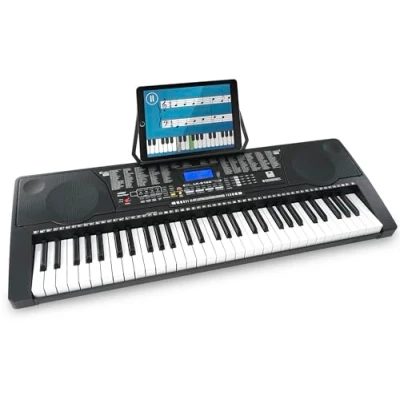 Abbildung von McGrey LK 6150 61 Tasten Keyboard Einsteiger mit Leuchttasten 255 Sounds und Rhythmen Percussion 50 Demo Songs integrierter MP3 Player Schwarz