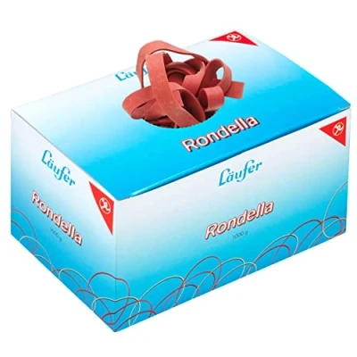 Abbildung von Läufer 51541 Rondella Gummibänder 150 x 10 mm, Durchmesser 100 mm breite Gummiringe 1 kg Schachtel, rot