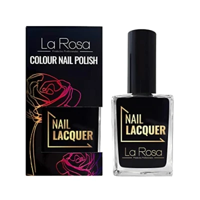 Abbildung von La Rosa Nagellack Energiegeladene Farbe mit richtiger Deckkraft Langlebige Formel Gute Konsistenz Einfache Anwendung gut geformtem Pinsel Schwarz 15 ml