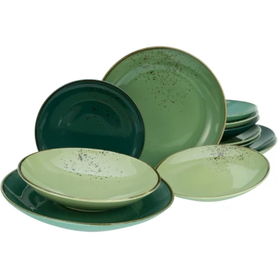 Abbildung von CreaTable Tafelservice &quot;Geschirr Set NATURE COLLECTION&quot;, (Set, 12 tlg., Teller für 4 Personen), Service, handwerklicher Look, Teile, Personen