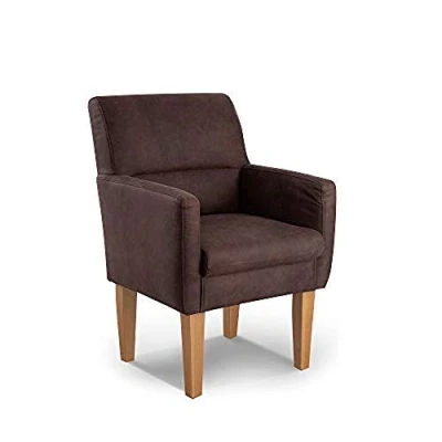 Abbildung von CAVADORE Diningsessel Kira / Polstersessel für Küche, Esszimmer oder Wohnküche in Lederoptik Passend zur Küchengarnitur 66 x 96 71 Hochwertiges Mikrofaser: Braun