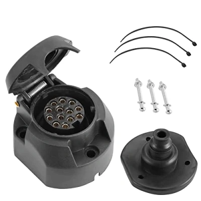 Abbildung von SPARKMOTO 13 polige Anhänger Steckdose, mit Wasserfester Dichtung,12V Wasserdicht Steckdose,13 Anhängerdose,WohnwagenPKW Auto polig Steckdose,Anhängerkupplung Steckdose