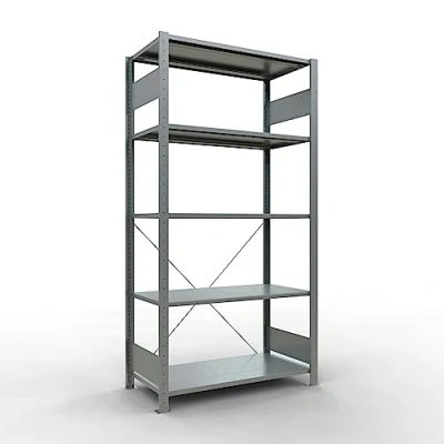 Abbildung von SCHULTE Lagertechnik Grundregal, Fachbodenregal Stecksystem MULTIplus150, 200 x 100 50 cm (HxBxT), 5 Fachböden, Kreuzstrebe, verzinkt Expressline