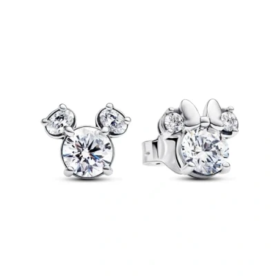 Abbildung von Pandora Disney Mickey Mouse &amp; Minnie Sparkling STUD Ohrringe, Damen, Größe: One Size, Sterling silver
