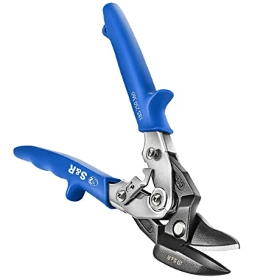 Abbildung von S&amp;R Blechschere, Profi Qualität Hochleistungsschere Ideal Serie, stark und wendig, Rechtsschnitt, 260 mm, Durchlaufschere für Blech mit doppeltem Hebel