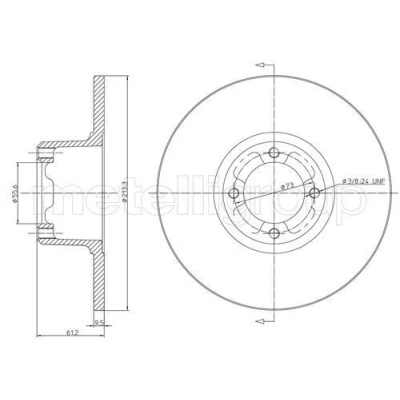Abbildung von METELLI Bremsscheibe VOLVO: 850 Limousine, V40 Kasten / Schrägheck, ROVER: Mini Hatchback, AUSTIN: Schrägheck 213mm 9,6mm 4 voll 23 0220