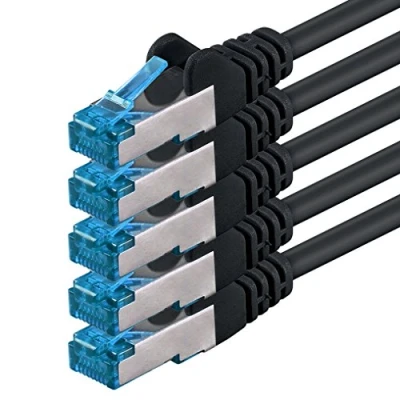 Abbildung von 1aTTack.de 3 Meter CAT6a Netzwerkkabel schwarz 5 Stück CAT 6 A Patchkabel 10000 Mbit s SFTP PIMF 500 MHz kompatibel zu CAT5 CAT6 CAT7 DSL Internet Switch Router