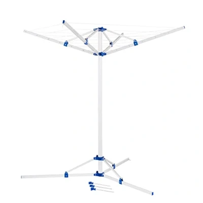 Abbildung von cartrend Caravan Wäschespinne Alu mit Stativ, ultraleicht sicherem Stand, stufenlos höhenverstellbar, witterungsbeständig, robust, zusammenklappbar, platzsparend, 3 Heringen und Standfüßen
