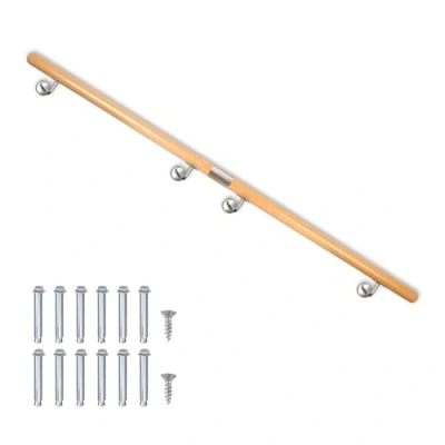 Abbildung von Buche Holz Handlauf Treppengeländer Geländer für Treppe Wandhandlauf Wand seitliche Montage Auswahl Länge 80 500 cm V2Aox, Länge:300