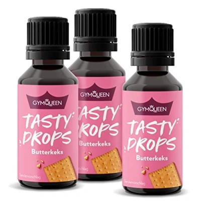 Abbildung von GymQueen Tasty Drops, Butterkeks, 3x30ml, Flavour Drops ohne Kalorien