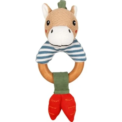 Abbildung von Holzrassel Pferd, Stoff, 9 x 17 cm, Baumwolle, recyceltes Polyester