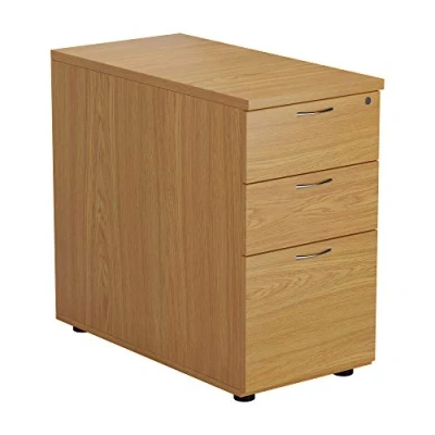 Abbildung von Office Hippo Strapazierfähiger Aktenschrank, robuster Schubladenkasten, abschließbarer Bürostauraum für A4 oder Kanzleiakten Ablage, Eiche, 3 Schubladen