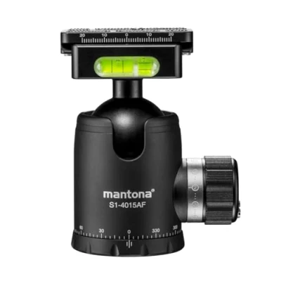 Abbildung von mantona Fortress Kugelkopf mit 40 mm Kugel I 360 Panorama Funktion &amp; 3 Wasserwaagen Arca Swiss kompatibler Schnellwechselplatte hohe Traglast bis max. 15kg praktische Friktionswegkontrolle