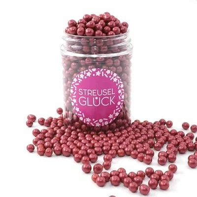 Abbildung von STREUSEL Pure Love bordeaux dunkelrot 90g Zuckerperlen GLÜCK Zuckerstreusel Kindergeburtstag Weihnachten Tortendeko Cupcakes Muffins Christmas Kuchenstreusel Plätzchen Torte