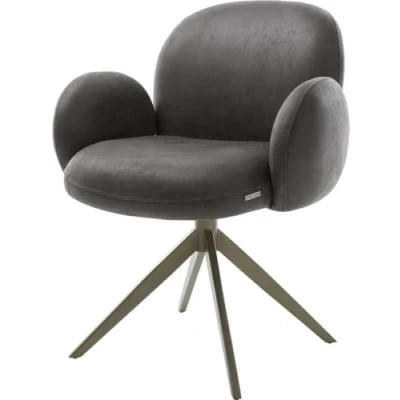 Abbildung von Drehstuhl Nube Flex mit Armlehnen Mikrofaser Anthrazit Vintage Kreuzgestell breit Effektfinish Titan 360 drehbar Wippfunktion Taschenfederkern