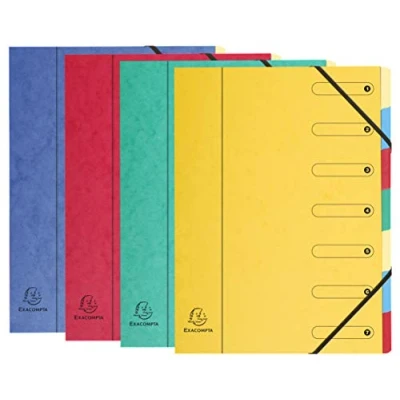 Abbildung von Exacompta Ref. 5207E mehrteilige Harmonika Mappe 24,5 x 32 cm groß, geeignet für A4 Dokumente, 7 mehrfarbige Tabbed Abschnitte, Premium Presspappe Einband (1 Stück)